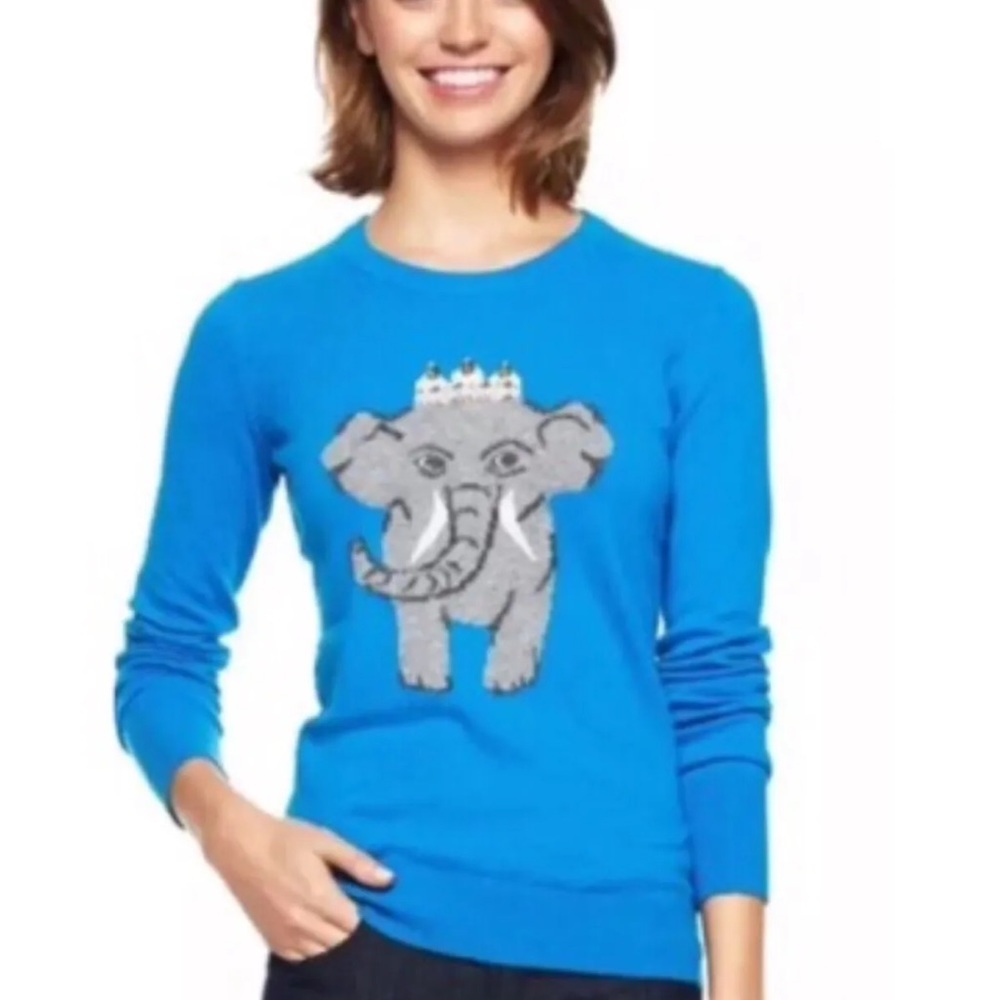 C Wonder Women Elephant Wool & Cashmere Embellished Pearls Teal Blue Sweater Med